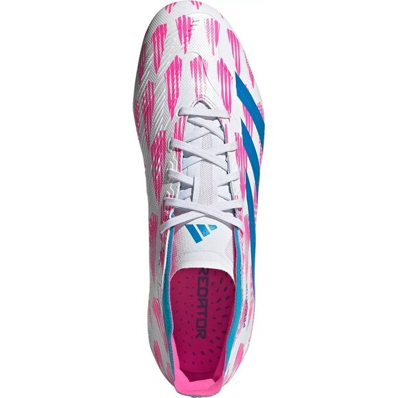 adidas Predator League FG Soccer Cleat White Blue Pink Unisex Men 9.5/Women 10.5 - Picture 2 of 7